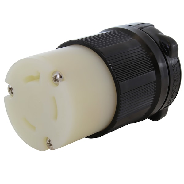 Locking Connector, L7-30R, 30 A, 277V AC, Single Phase, 2 Pole, Black
